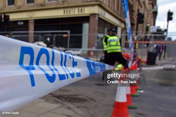 Streets remain cordoned off around the Glasgow School of Art Mackintosh building, which was completly burned out in a major fire, still carry...