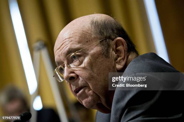 Wilbur Ross, U.S. Commerce secretary, speaks during a Senate Finance Committee hearing on current and proposed tariff actions in Washington, D.C.,...