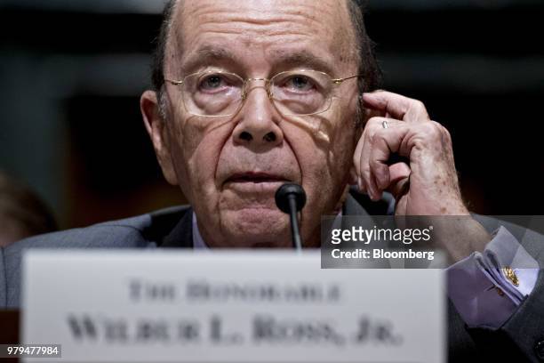 Wilbur Ross, U.S. Commerce secretary, speaks during a Senate Finance Committee hearing on current and proposed tariff actions in Washington, D.C.,...