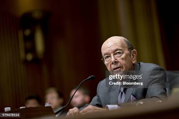 Wilbur Ross, U.S. Commerce secretary, speaks during a Senate Finance Committee hearing on current and proposed tariff actions in Washington, D.C.,...