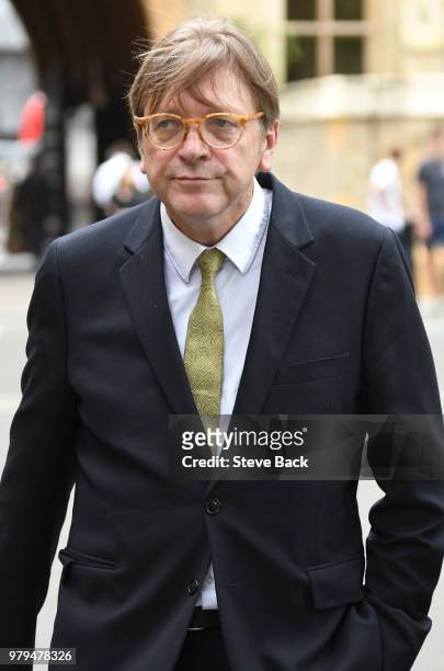 Guy Verhofstadt, Member of the European Parliament leaves the House of Commons on June 20, 2018 in London, England. Guy Verhofstadt has warned that...