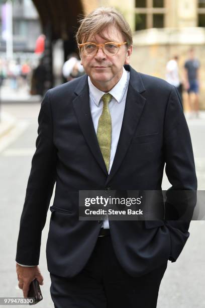 Guy Verhofstadt, Member of the European Parliament leaves the House of Commons on June 20, 2018 in London, England. Guy Verhofstadt has warned that...