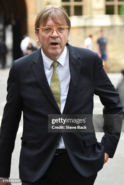 Guy Verhofstadt, Member of the European Parliament leaves the House of Commons on June 20, 2018 in London, England. Guy Verhofstadt has warned that...