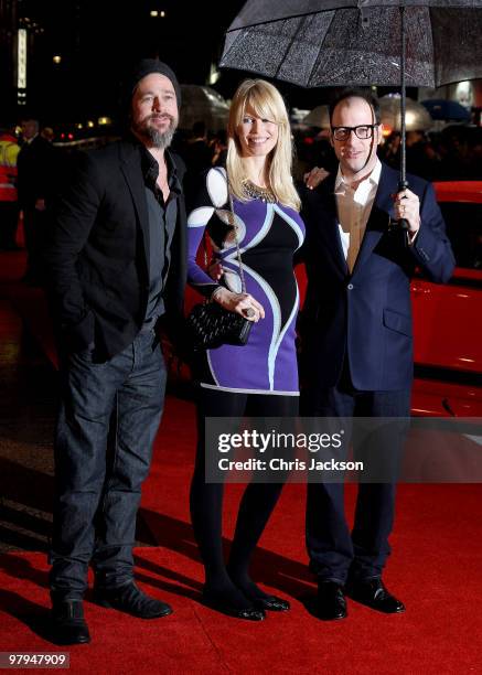 Actor Brad Pitt, model Claudia Schiffer and director Matthew Vaughn arrives at the 'Kick Ass' Premiere at the Empire Leicester Square on March 22,...