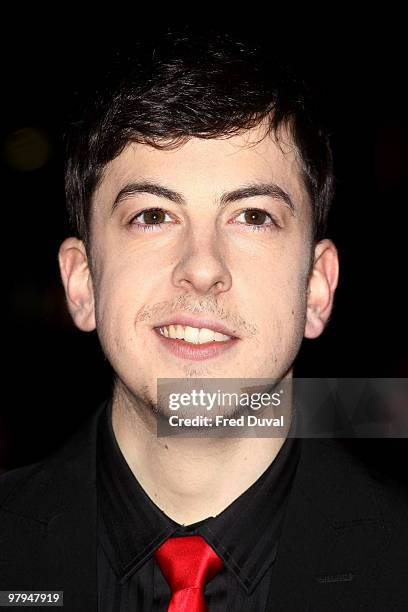 Christopher Mintz-Plasse attends the European Film Premiere of 'Kick Ass' at Empire Leicester Square on March 22, 2010 in London, England.