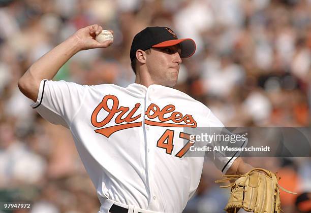 Baltimore Orioles rookie James Johnson pitches against the Chicago White Sox July 29, 2006 in Baltimore.