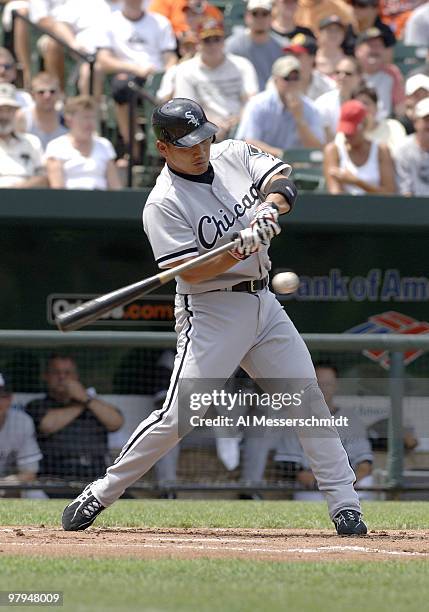 Chicago White Sox second baseman Tadahito Iguchi takes a pitch against the Baltimore Orioles July 30, 2006 in Baltimore.