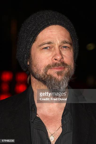 Brad Pitt attends the European Film Premiere of 'Kick Ass' at Empire Leicester Square on March 22, 2010 in London, England.