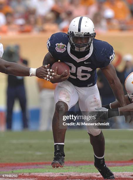 Penn State tailback Tony Hunt rushes upfield against Tennessee in the Outback Bowl Jan. 1, 2007 in Tampa.