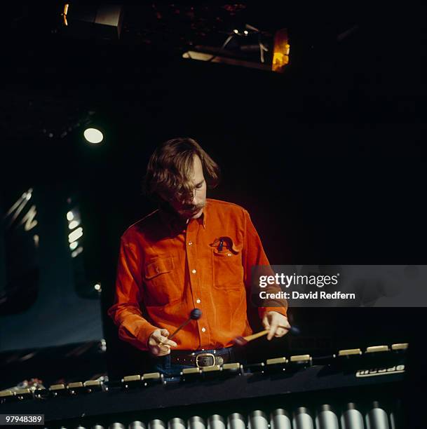 American jazz vibraphonist Gary Burton performs on stage circa 1968.