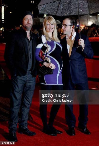 Actor Brad Pitt, model Claudia Schiffer and director Matthew Vaughn arrive at the 'Kick Ass' Premiere at the Empire Leicester Square on March 22,...