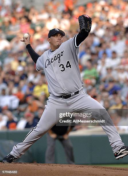 Chicago White Sox Freddy Garcia pitches against the Baltimore Orioles July 28, 2006 in Baltimore, Maryland. The Sox won 6 - 4 on a ninth inning grand...