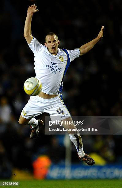 Michael Doyle of Leeds United in action during the Coca-Cola League One match between Leeds United and Millwall at Elland Road on March 22, 2010 in...