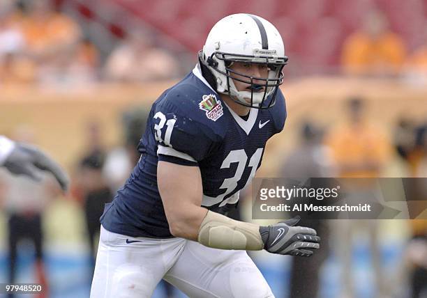 Penn State linebacker Paul Posluszny during the 2007 Outback Bowl between Penn State and Tennessee at Raymond James Stadium in Tampa, Florida on...