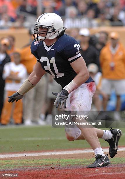 Penn State linebacker Paul Posluszny during the 2007 Outback Bowl between Penn State and Tennessee at Raymond James Stadium in Tampa, Florida on...