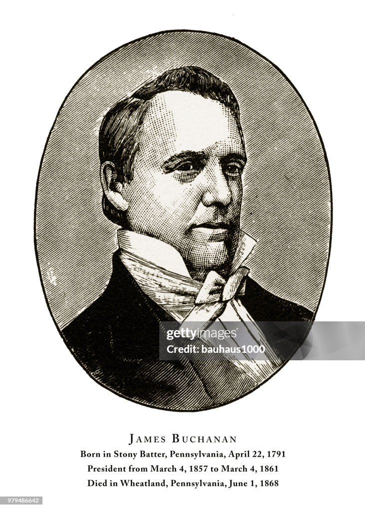 James Buchanan, Engraved Portrait of President, 1888