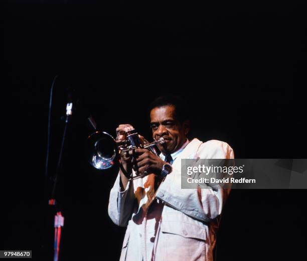 American jazz trumpeter Donald Byrd performs on stage in 1988.