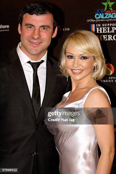 Joe Calzaghe and Kristina Rihanoff attend the Help For Heroes Gala dinner hosted by Joe Calzaghe at The Grosvenor House Hotel on March 22, 2010 in...