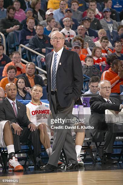 Playoffs: Syracuse head coach Jim Boeheim on sidelines during game vs Vermont. Buffalo, NY 3/19/2010 CREDIT: David E. Klutho