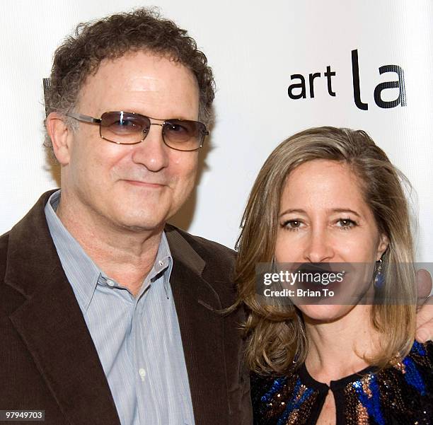 Actor Albert Brooks from "Weeds" and his wife/artist Kimberly Shlain arrives at ART LA 2009 MOCA Benefit - Opening Night Reception at Barker Hangar...