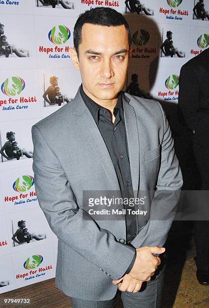 Aamir Khan at the fundraising event 'Hope for Haiti - India Cares' in Mumbai on March 21, 2010.