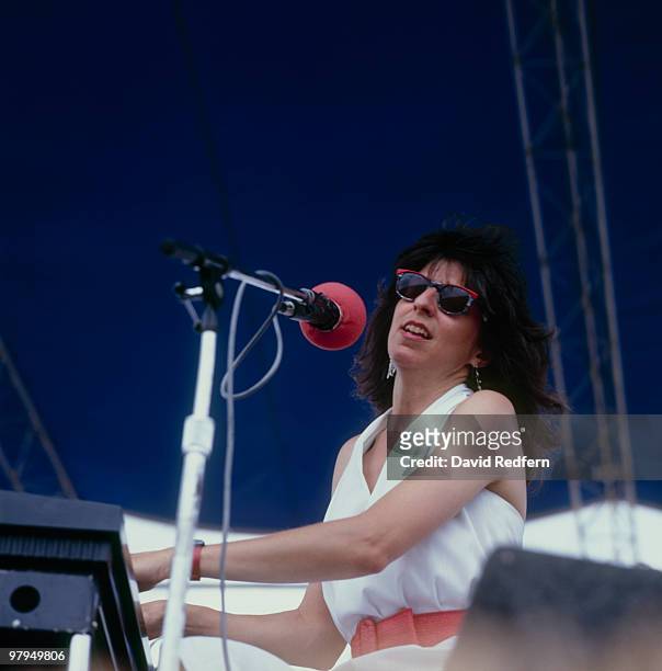 Marcia Ball performs on stage at the New Orleans Jazz and Heritage Festival in New Orleans, Louisiana on May 02, 1987.