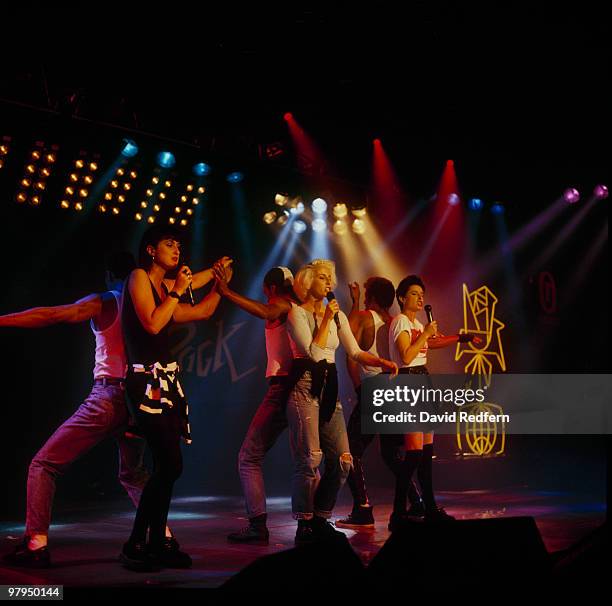 Jacquie O'Sullivan, Sara Dallin and Keren Woodward of Bananarama perform on stage at the Montreux Rock Festival held in Montreux, Switzerland in May...