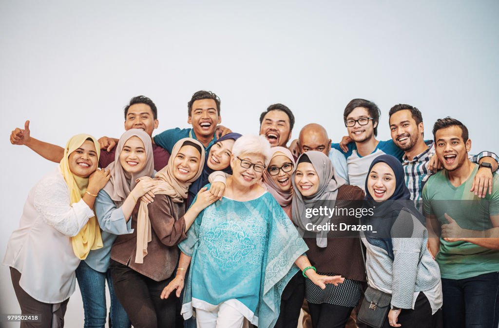 Many multi ethnic people having fun