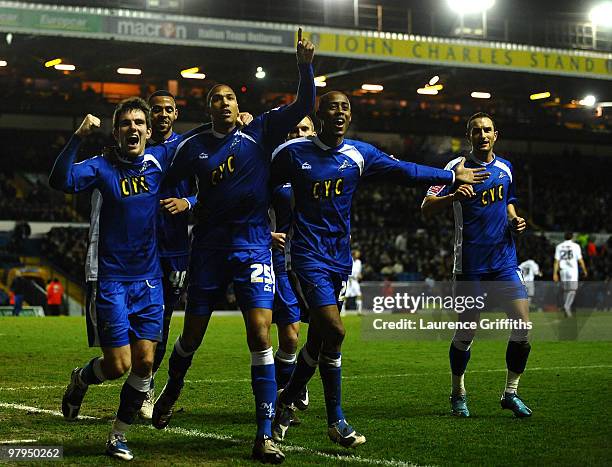 Sean Batt of Millwall celebrates his goal during the Coca-Cola League One match between Leeds United and Millwall at Elland Road on March 22, 2010 in...