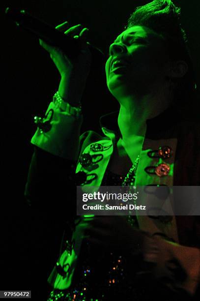 La Roux performs at Le Bataclan on February 26, 2010 in Paris, France.