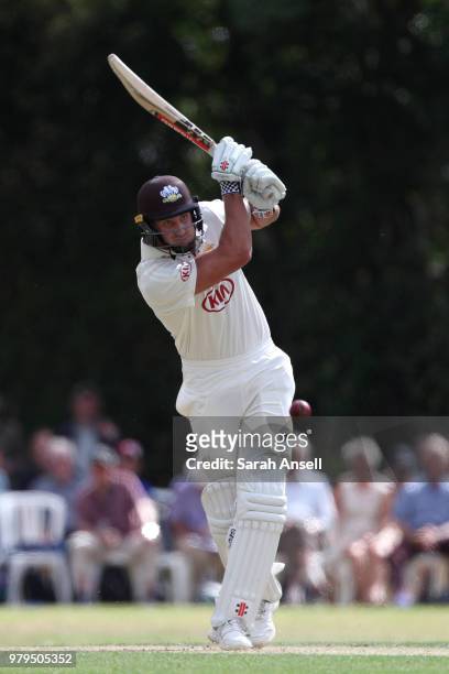 Theunis de Bruyn of Surrey hits out during day 1 of the Specsavers County Championship Division One match between Surrey and Somerset on June 20,...