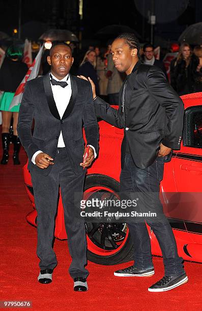 Dizzee Rascal and Lemar attend the UK Film Premiere of 'Kick Ass' at Empire Leicester Square on March 22, 2010 in London, England.