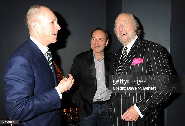 Dylan Jones, Kevin Spacey and Ed Victor attend the W Doha 1st birthday celebration in partnership with The Old Vic, at Chinawhite on March 22, 2010...