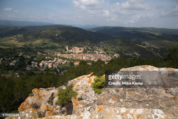 View overlooking in the medieval village of Lagrasse, Languedoc-Roussillon, France. Lagrasse is known as one of the most beautiful French villages....