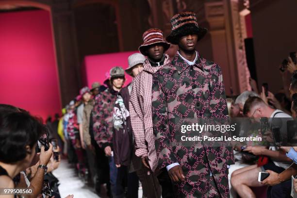 Models walk the runway during the Valentino Menswear Spring/Summer 2019 show as part of Paris Fashion Week on June 20, 2018 in Paris, France.