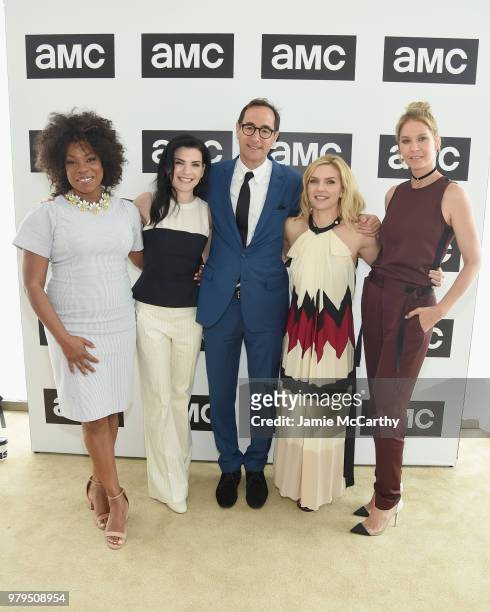 Lorraine Touissant, Julianna Margulies, Josh Sapan, Rhea Seehorn, and Jenna Elfman attend the AMC Summit at Public Hotel on June 20, 2018 in New York...