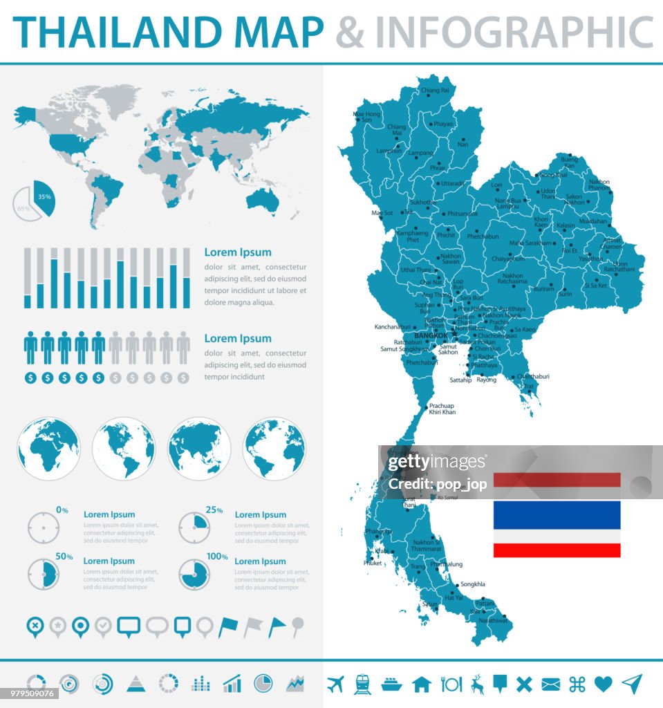 Map of Thailand - Infographic Vector