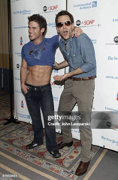 David Gregory and Adam Mayfield attend the 6th Annual Broadway Cares Equity Fights AIDS benefit at The New York Marriott Marquis on March 21, 2010 in...