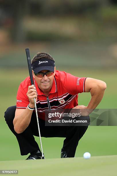 Robert Allenby of Australia and the Isleworth Team at the 7th hole during the first day's play in the 2010 Tavistock Cup, at the Isleworth Golf and...