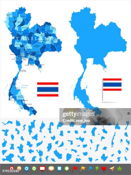 landkarte thailand - infografik vektor - chiang mai stock-grafiken, -clipart, -cartoons und -symbole