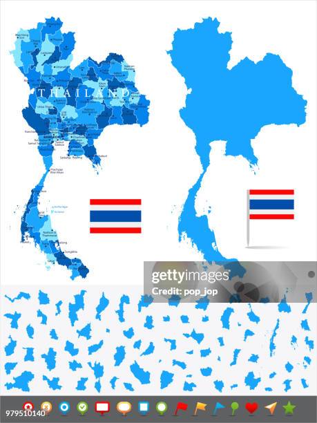 map of thailand - infographic vector - bangkok map stock illustrations