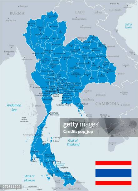 33 - thailand - blue gray 10 - country map stock illustrations