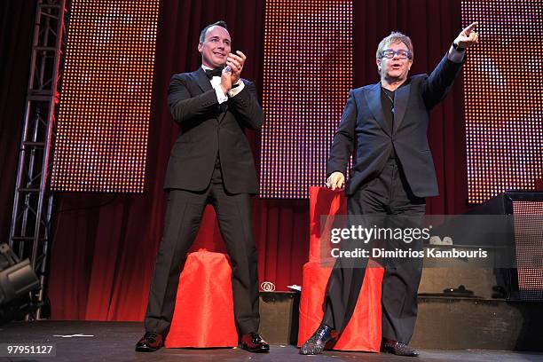 David Furnish and musician Sir Elton John attend the 18th Annual Elton John AIDS Foundation Oscar party held at Pacific Design Center on March 7,...