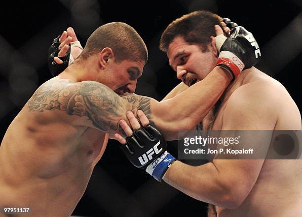 Fighter Brendan Schaub battles UFC fighter Chase Gormley during their Heavyweight fight at UFC Fight Night: Vera vs. Jones at the 1st Bank Center on...