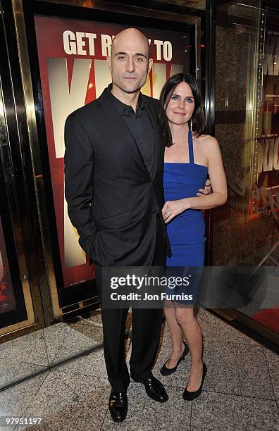 Actor Mark Strong and guest attend the 'Kick Ass' European film premiere at the Empire, Leicester Square on March 22, 2010 in London, England.