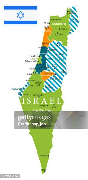 map of israel - vector - negev stock illustrations