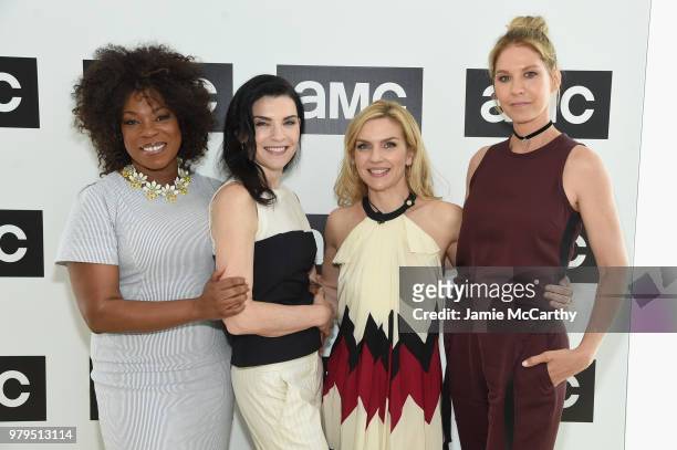 Lorraine Touissant, Julianna Margulies, Rhea Seehorn, and Jenna Elfman attend the AMC Summit at Public Hotel on June 20, 2018 in New York City.