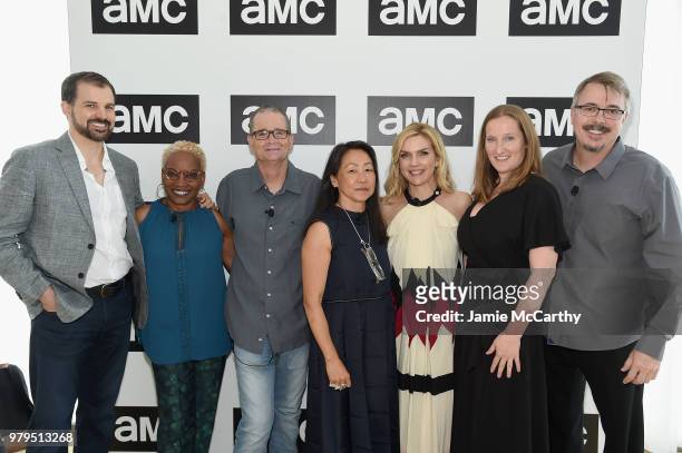 Gordon Smith, Jennifer Bryan, Marshall Adams, Judy Rhee, Rhea Seehorn, Melissa Bernstein, and Vince Gilligan attend the AMC Summit at Public Hotel on...