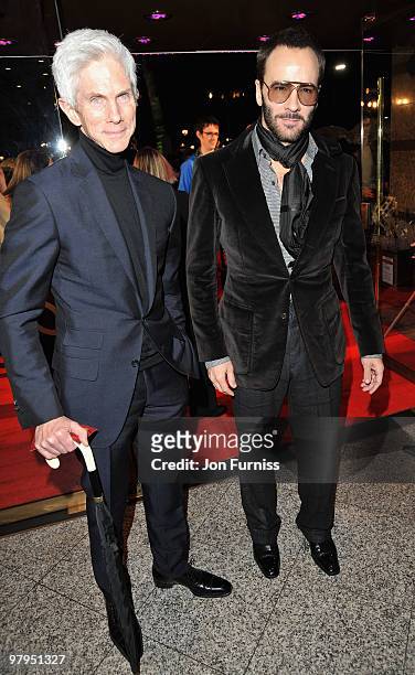 Richard Buckley and fashion designer Tom Ford attends the 'Kick Ass' European film premiere at the Empire, Leicester Square on March 22, 2010 in...