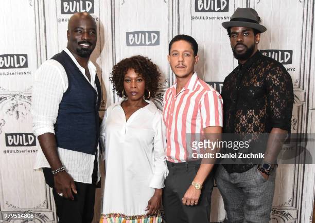 Mike Colter, Alfre Woodard, Theo Rossi and Mustafa Shakir attend the Build Series to discuss the Netflix show 'Luke Cage' at Build Studio on June 20,...